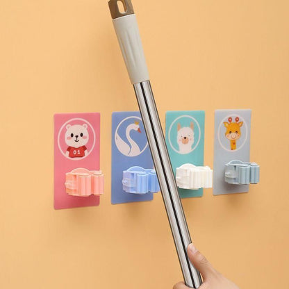 Mop Broom Holder-Wall Mounted Cartoon Mop, Broom Holders(Pack of 3)