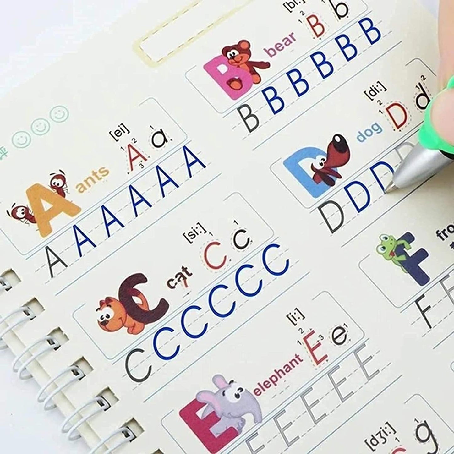 Magic Practice Copybook (4 Book + 10 Refill) (A-127)Magic Practice Copybook for Kids – Reusable Handwriting Book Set with 4 Books, Magic Pen & 10 Refills (Ages 3–8)